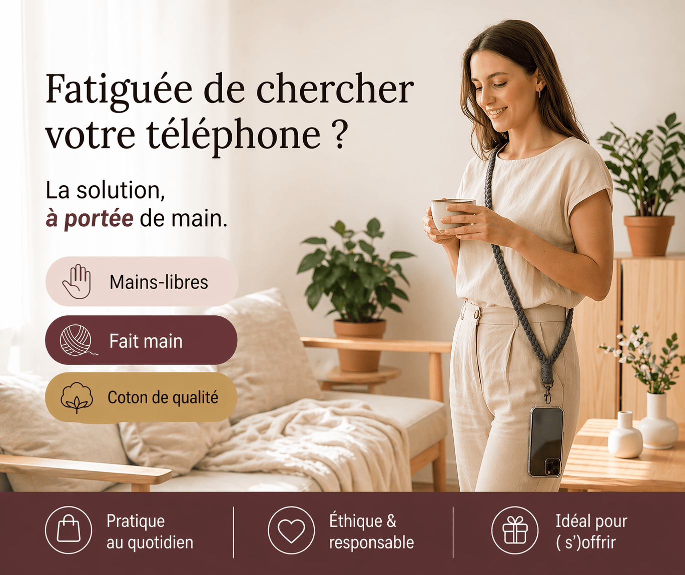 Sangle pour téléphone (Gris) – Image 4