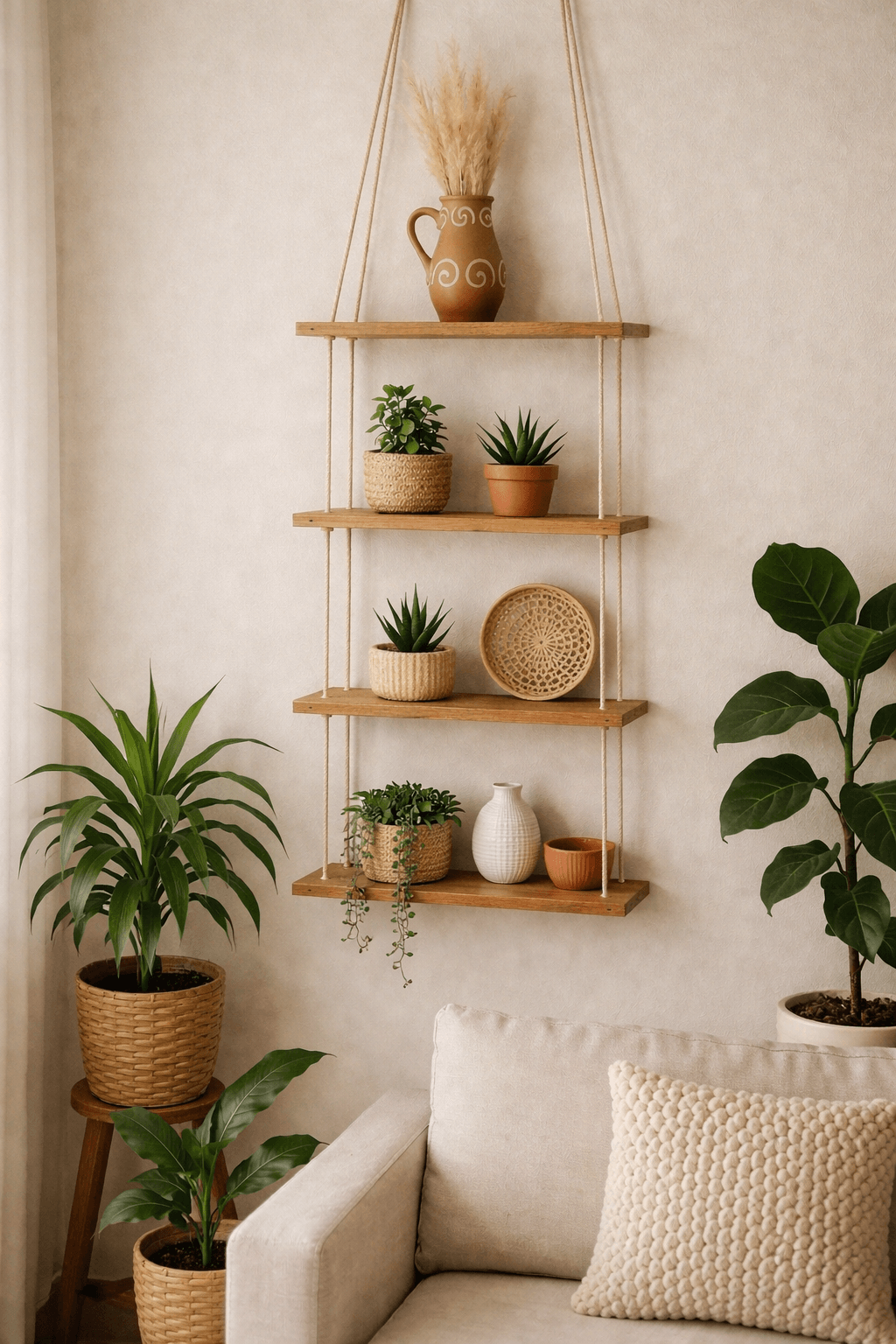etagere en bois a 4 niveaux
