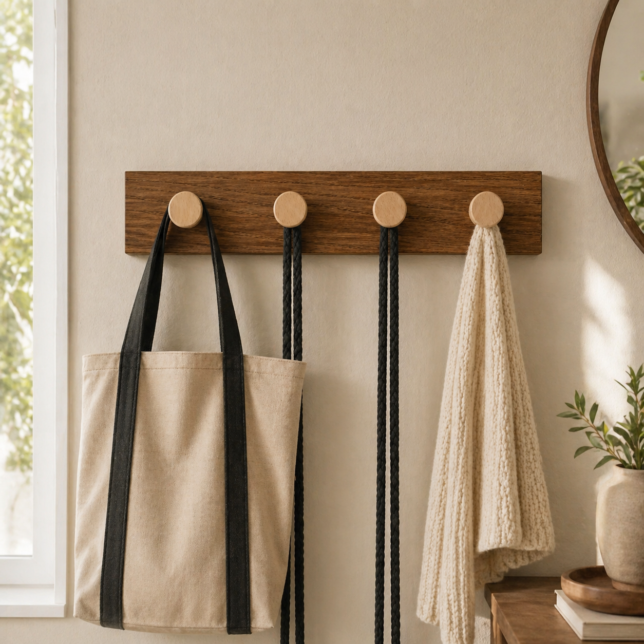 porte-manteau en bois brun