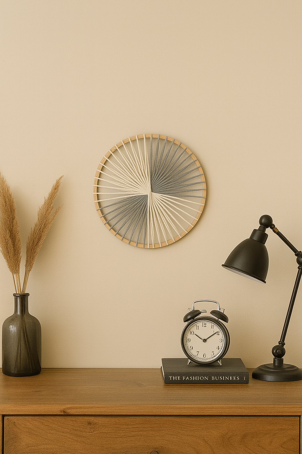 decoration en macrame gris et blanc