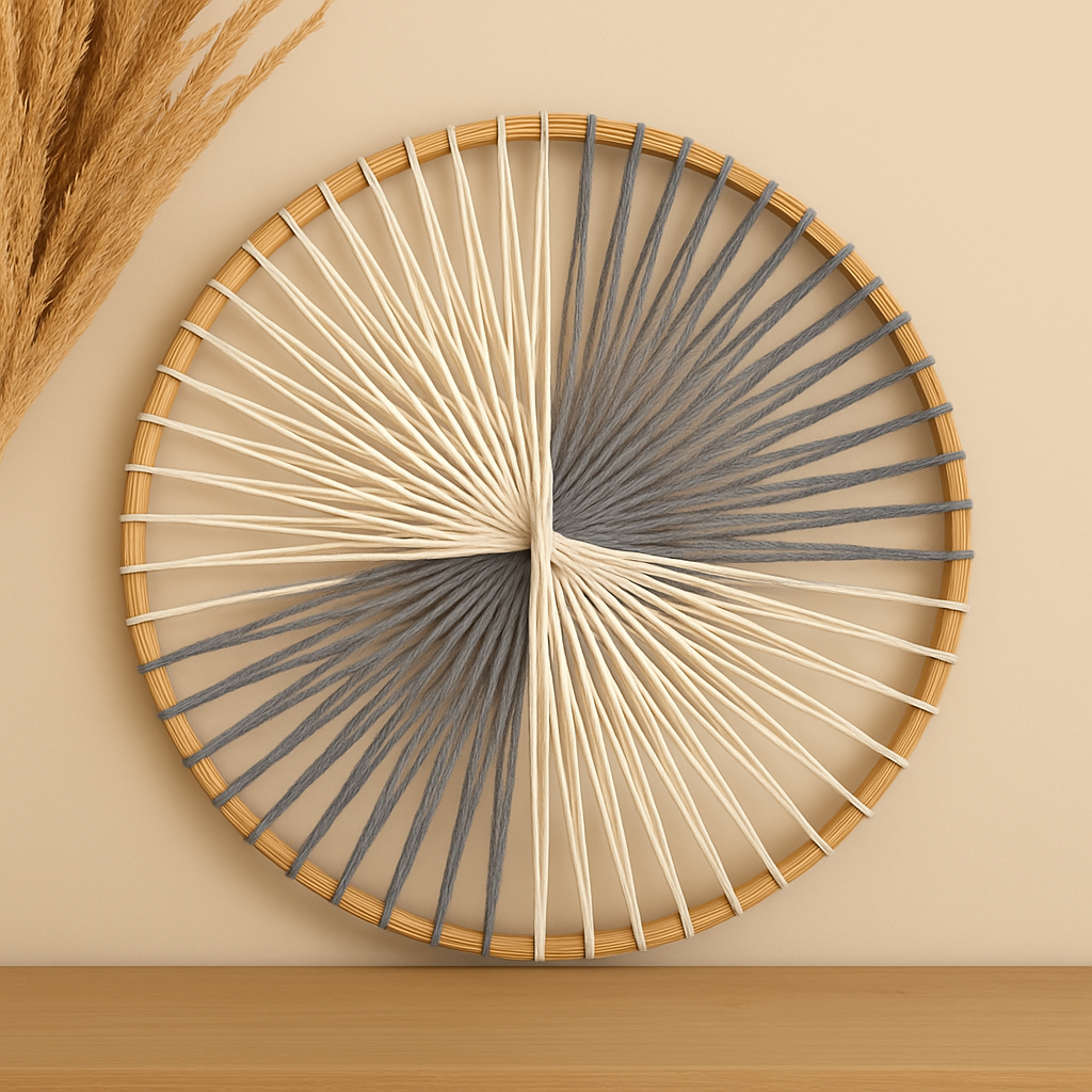 roue tisse en macrame gris