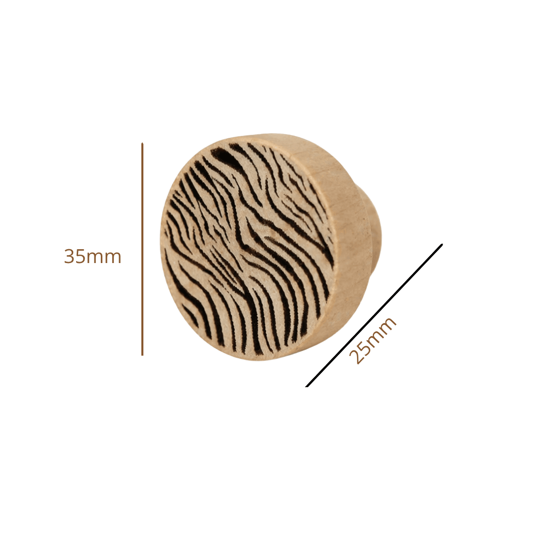 dimensions bouton en bois avec motif
