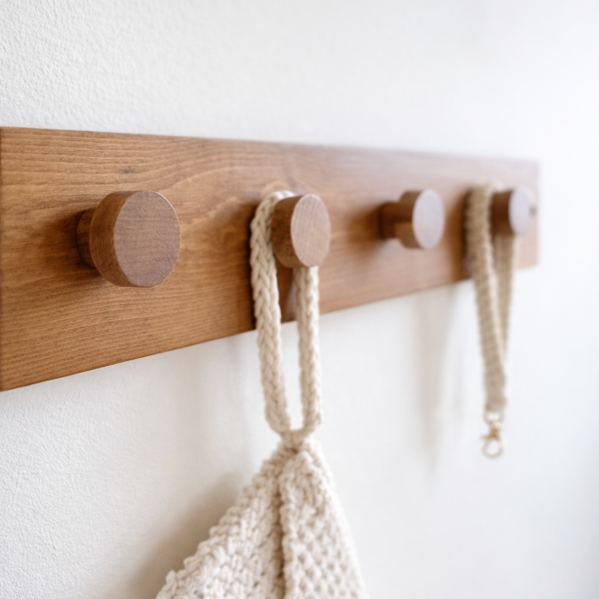 Patère murale minimaliste en bois brun – Image 6