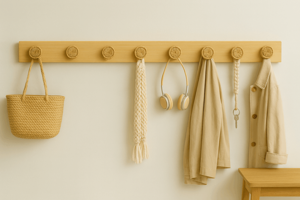 grand crochet mural boho en bois et rotin