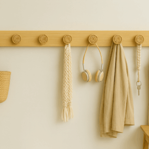 grand crochet mural boho en bois et rotin
