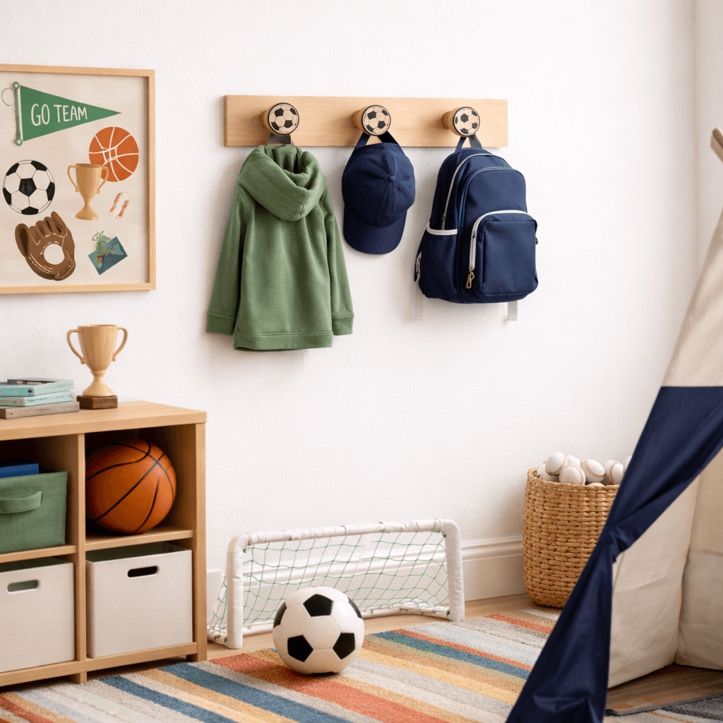 Patère murale en bois clair - Ballon de soccer – Image 3