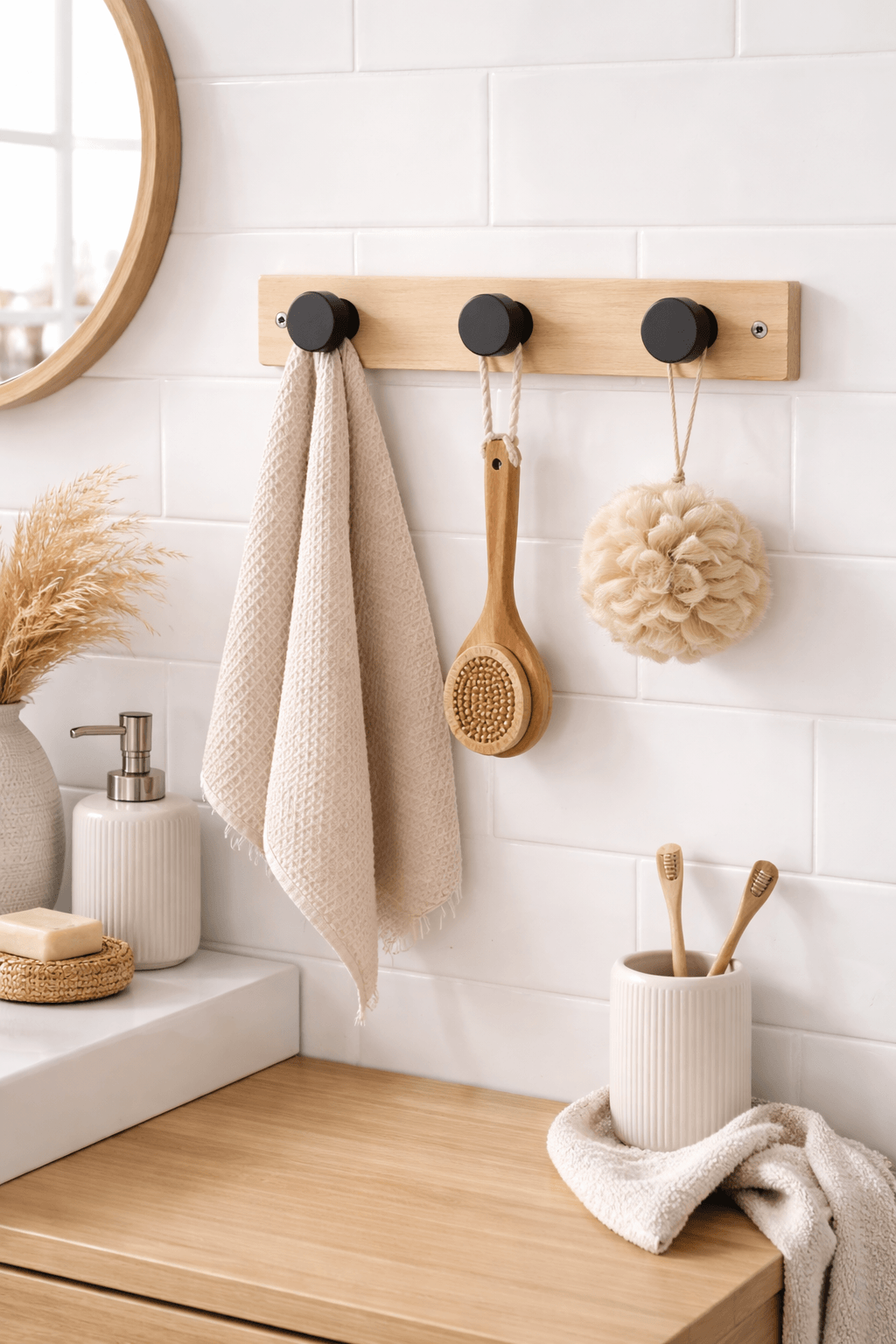 Porte-manteau en bois massif – Image 3
