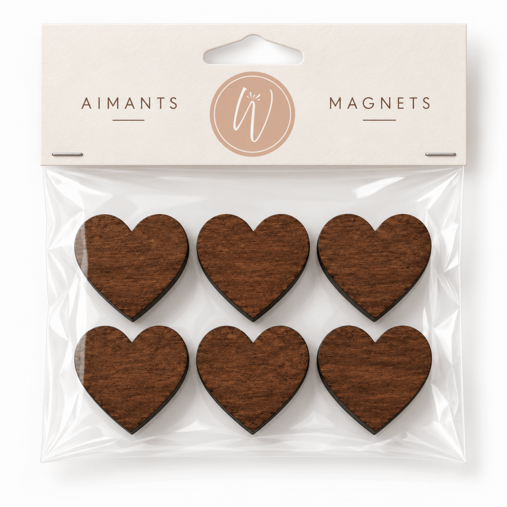 aimants en bois forme de coeur