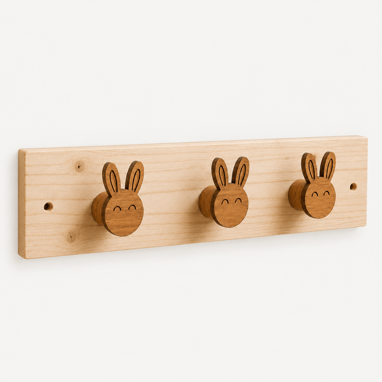 crochet mural decoratif en bois avec support en forme de lapin