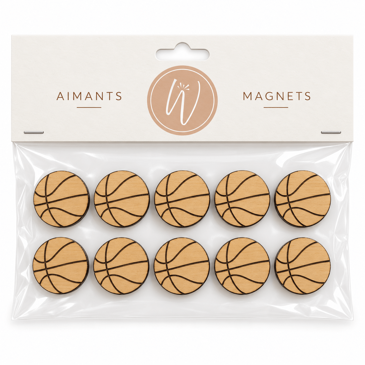 aimants en bois pour frigo basketball