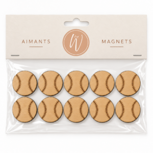 Aimants en bois pour frigo - Baseball