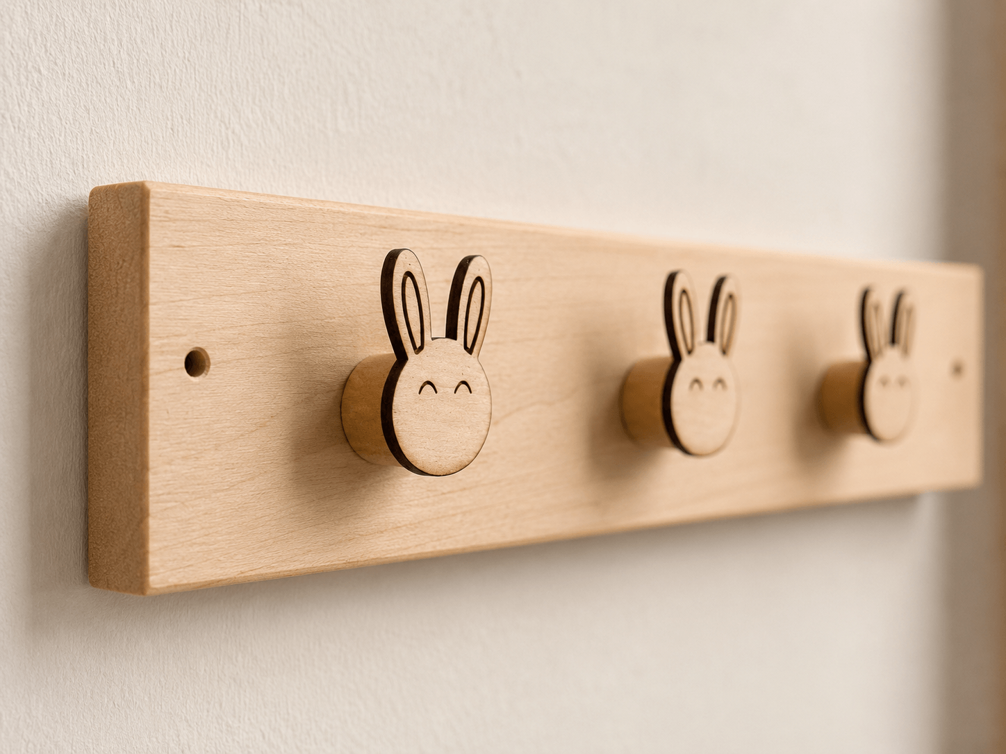 Crochet mural décoratif - Lapin en bois – Image 3