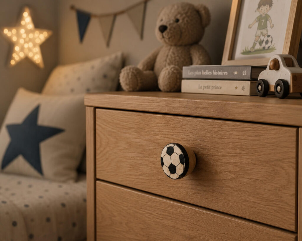 bouton de tiroir motif de ballon de soccer