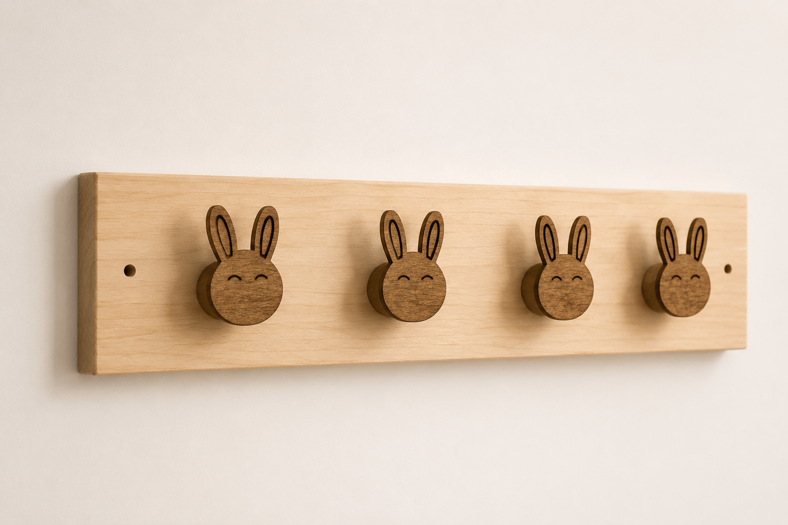 crochet mural avec 4 supports en forme de lapin