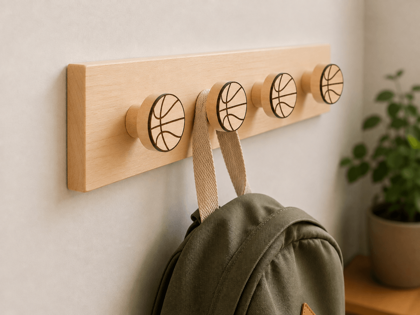 crochet mural en bois massif