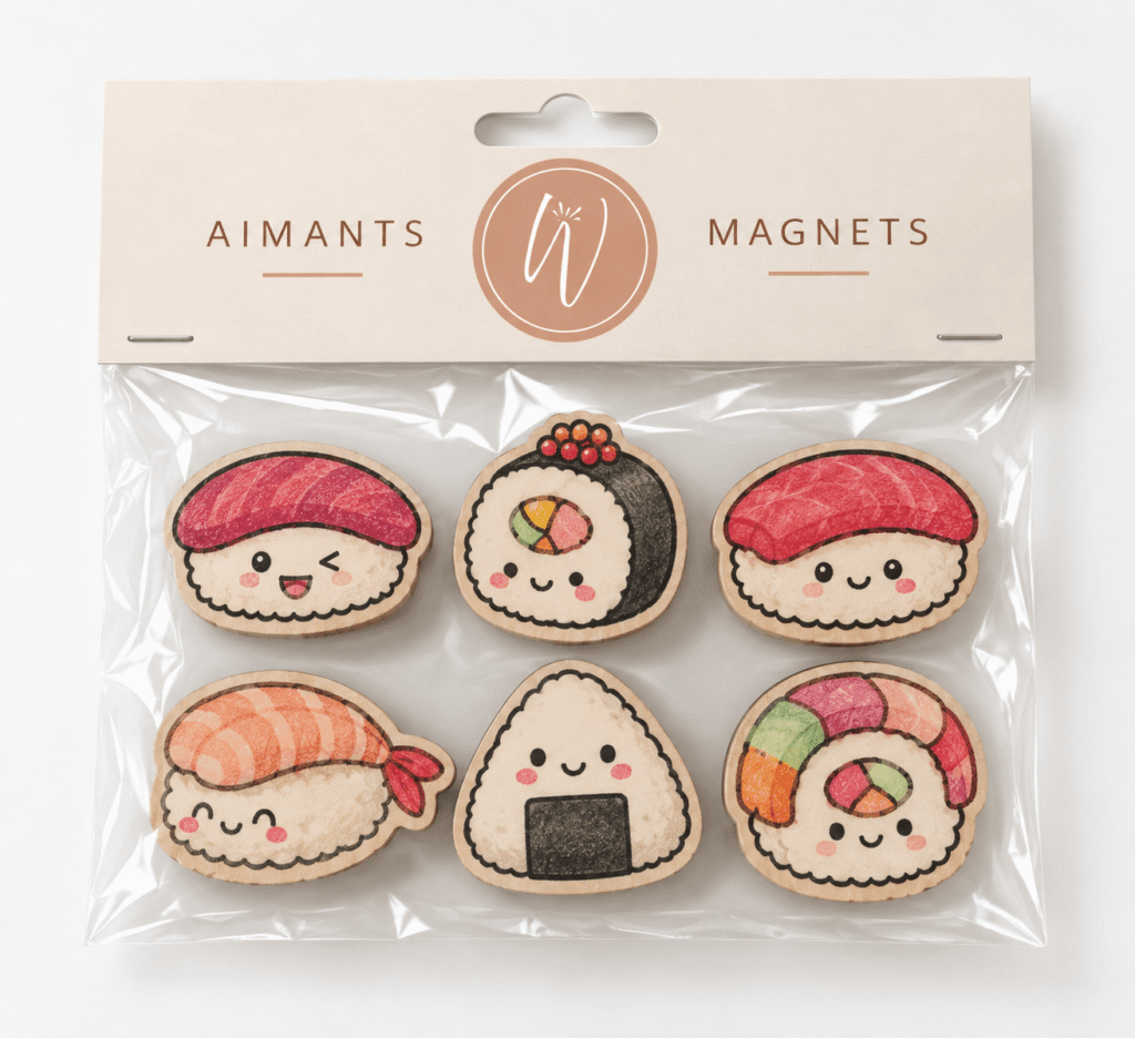 aimants kawaii pour frigo en forme de sushis