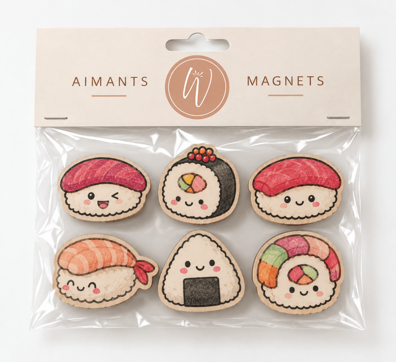 aimants kawaii pour frigo en forme de sushis