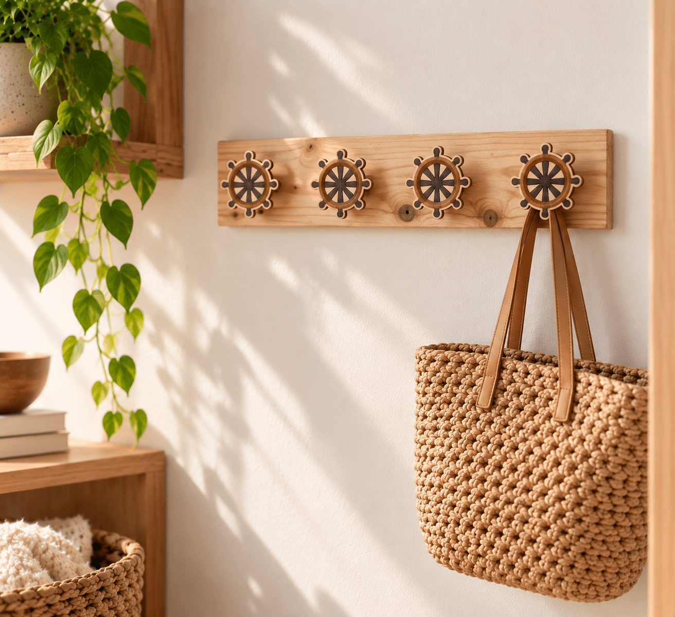 crochet de chambre pour enfant en bois clair