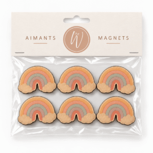 aimants en bois arc-en-ciel pour frigo