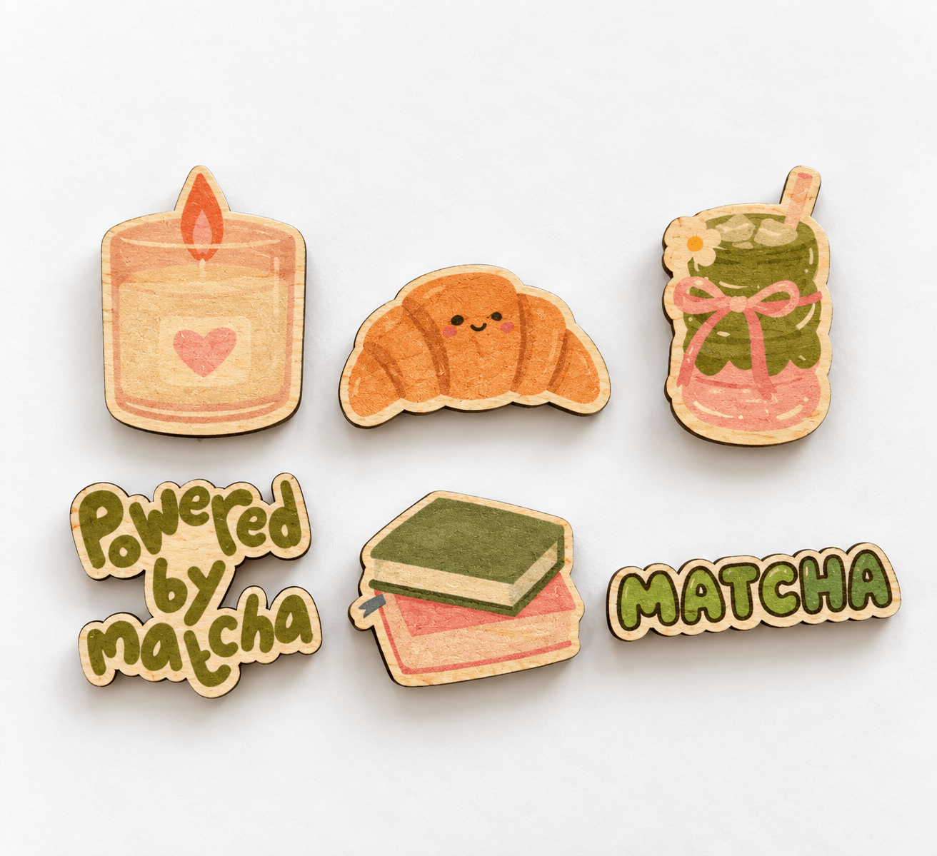 lot de 6 aimants thématique matcha et croissant