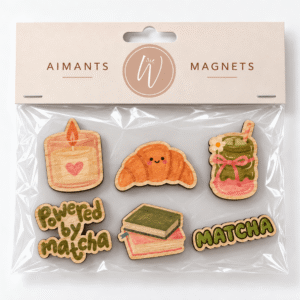 lot aimants en bois style kawaii matcha
