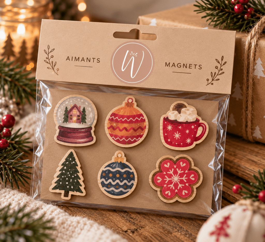 aimants de noël en bois