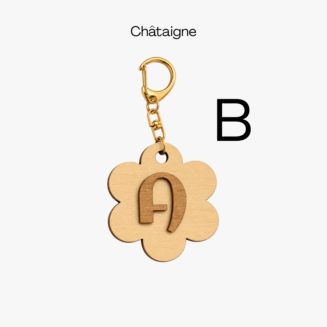 porte cle en bois avec lettre en relief