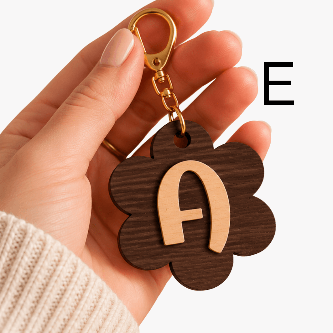 Porte-clés fleur en bois personnalisable – Image 6
