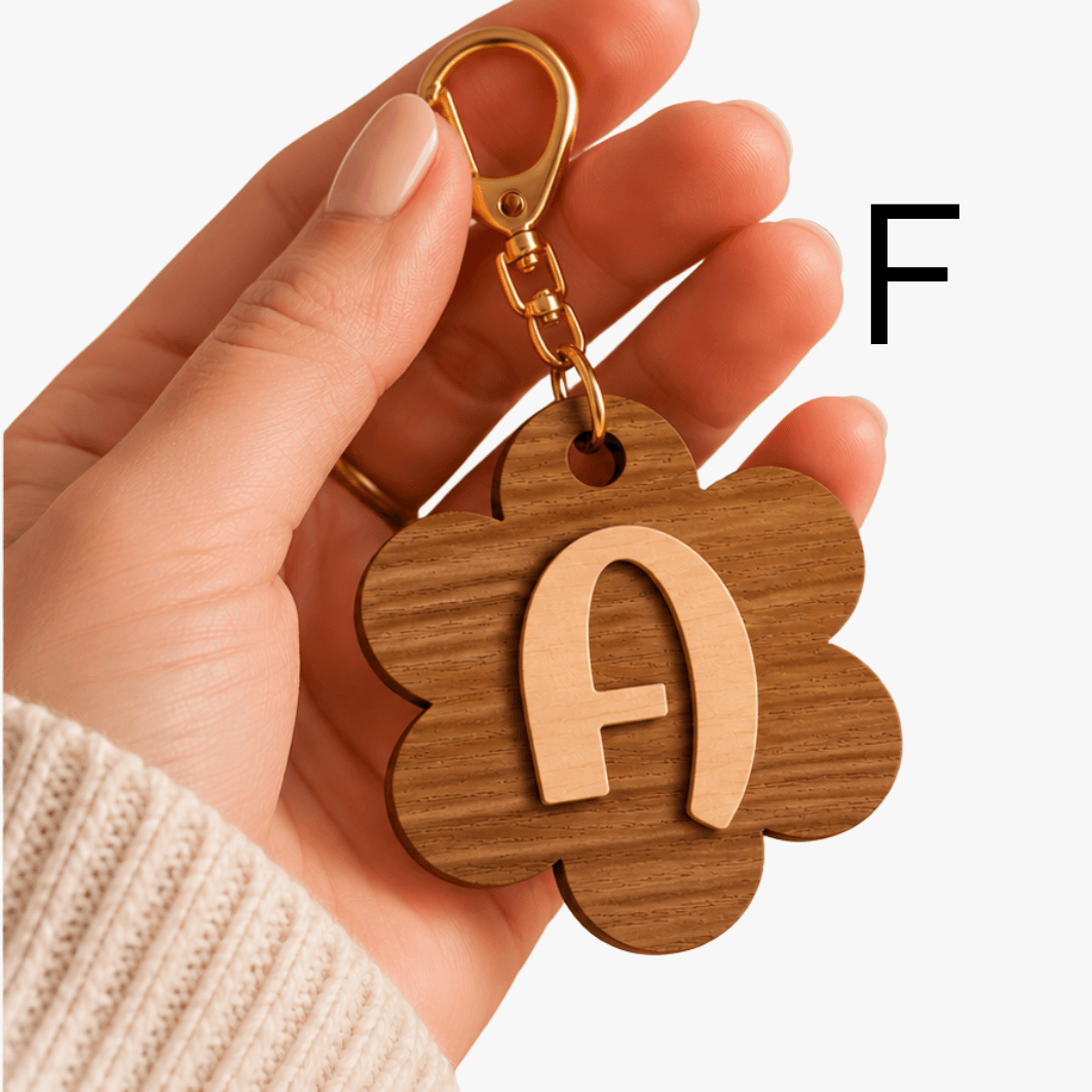 Porte-clés fleur en bois personnalisable – Image 7