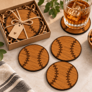 sous verres baseball en bois antique