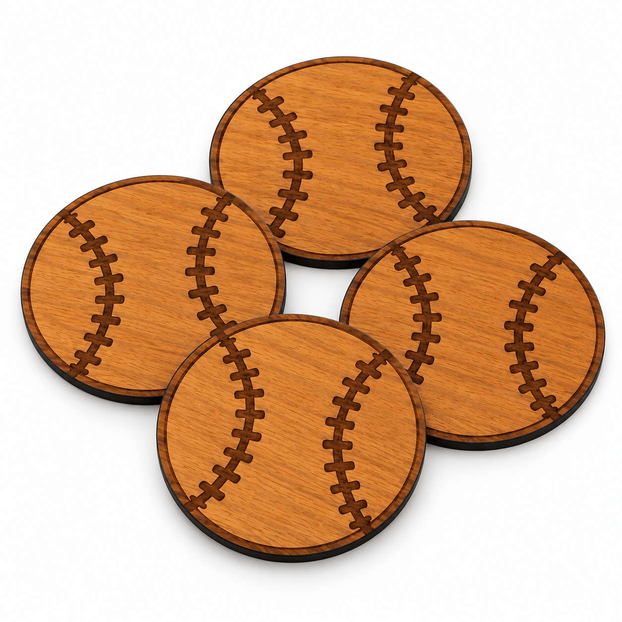 Sous-verres baseball en bois - Ensemble de 6 – Image 3