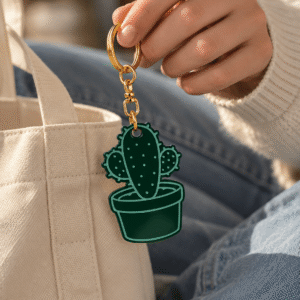porte clés vert cactus
