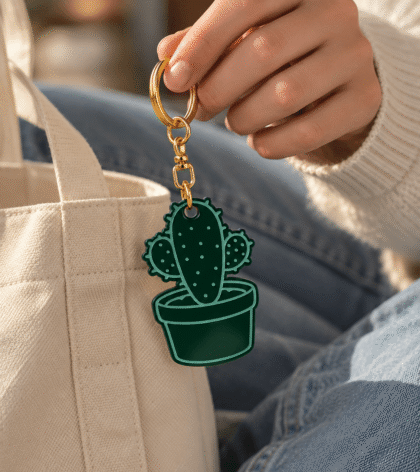 porte clés vert cactus