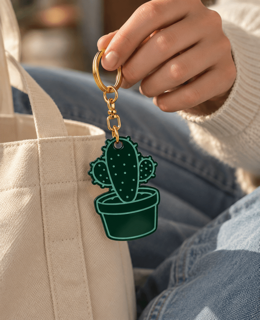 porte clés vert cactus